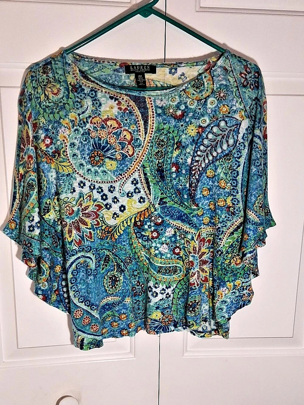 Lauren Ralph Lauren Paisley LinenTunic Blue & Multicolor PM Like New